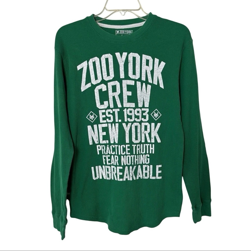3/$20💥 ZOO YORK Thermal Shirt Graphic Print Long Sleeve Vintage Y2K‎ Streetwear
